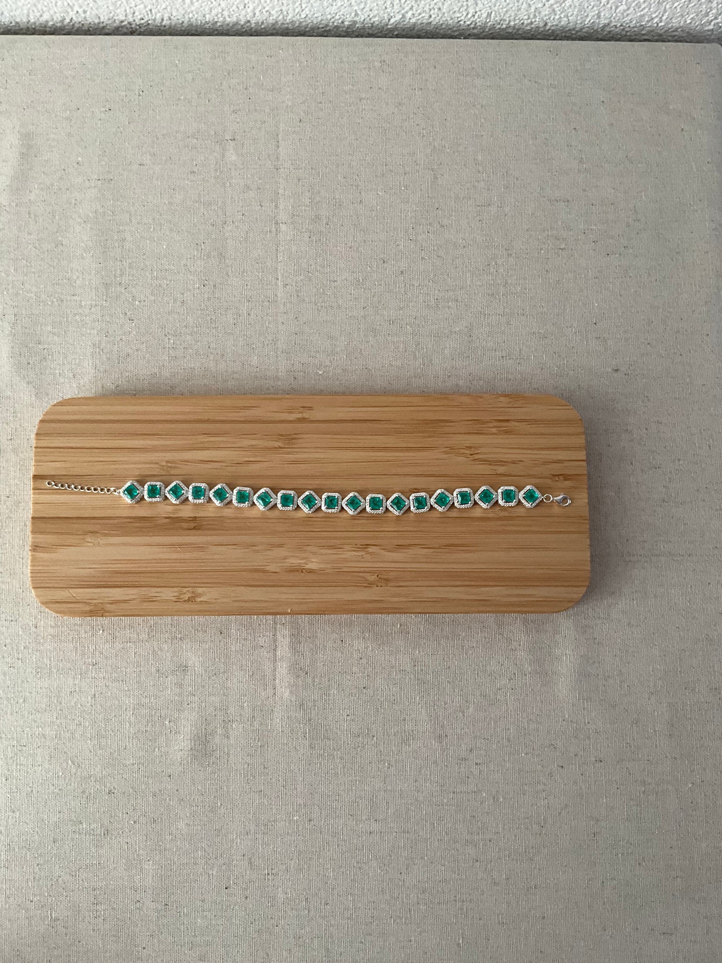 Pulseira Quadradinhos Turmalina Com Lateral Cravejada