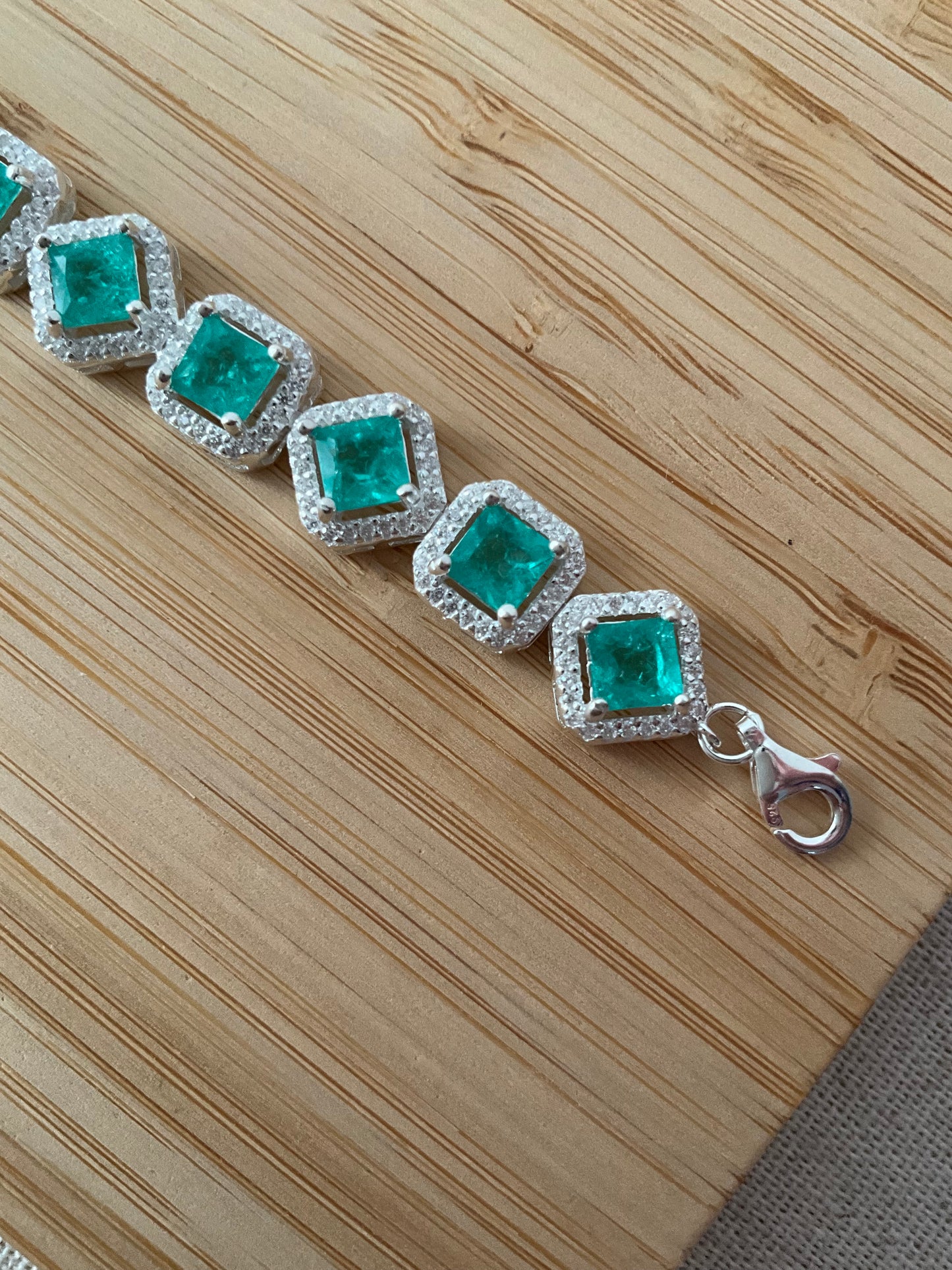 Pulseira Quadradinhos Turmalina Com Lateral Cravejada