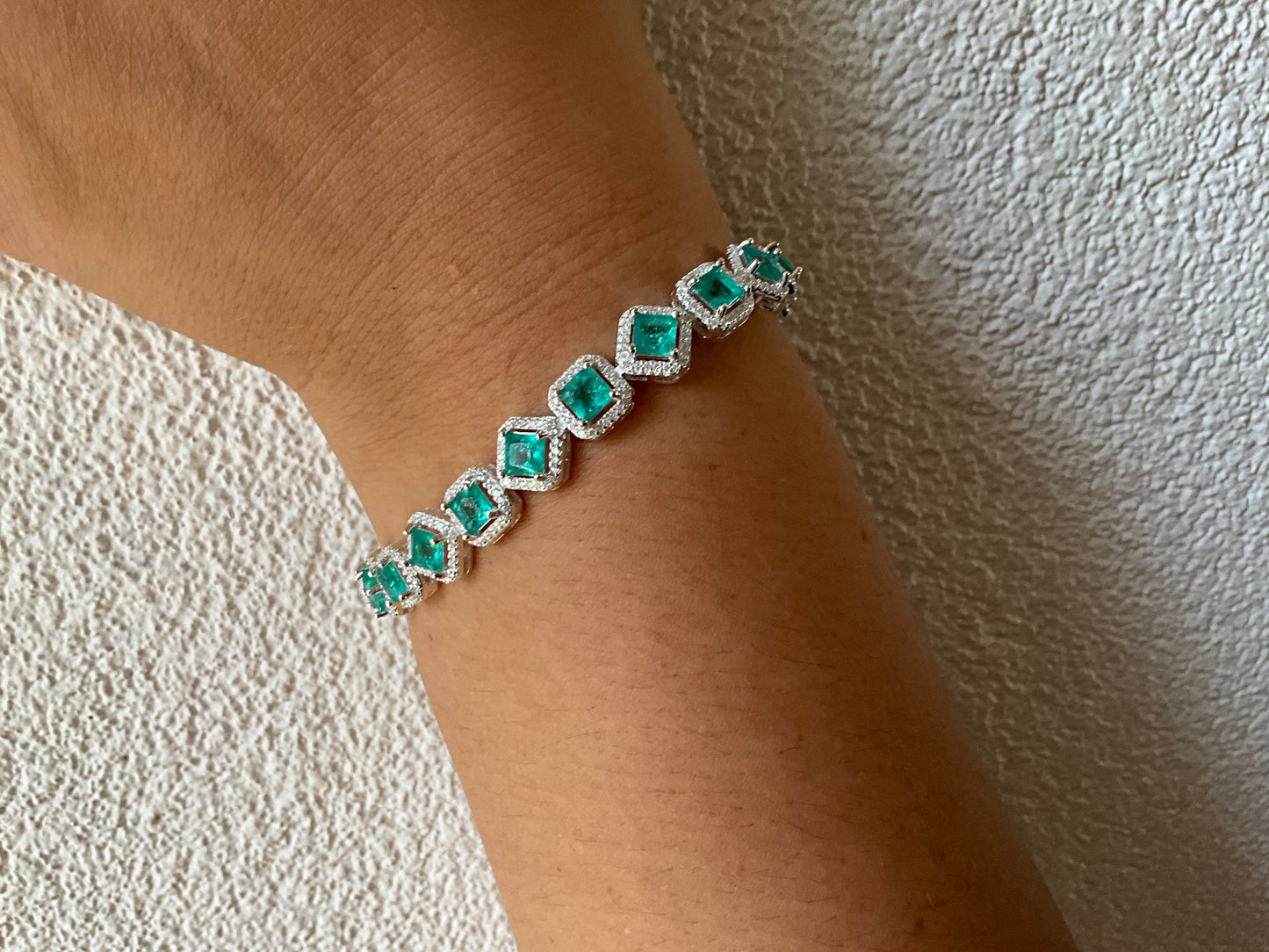 Pulseira Quadradinhos Turmalina Com Lateral Cravejada