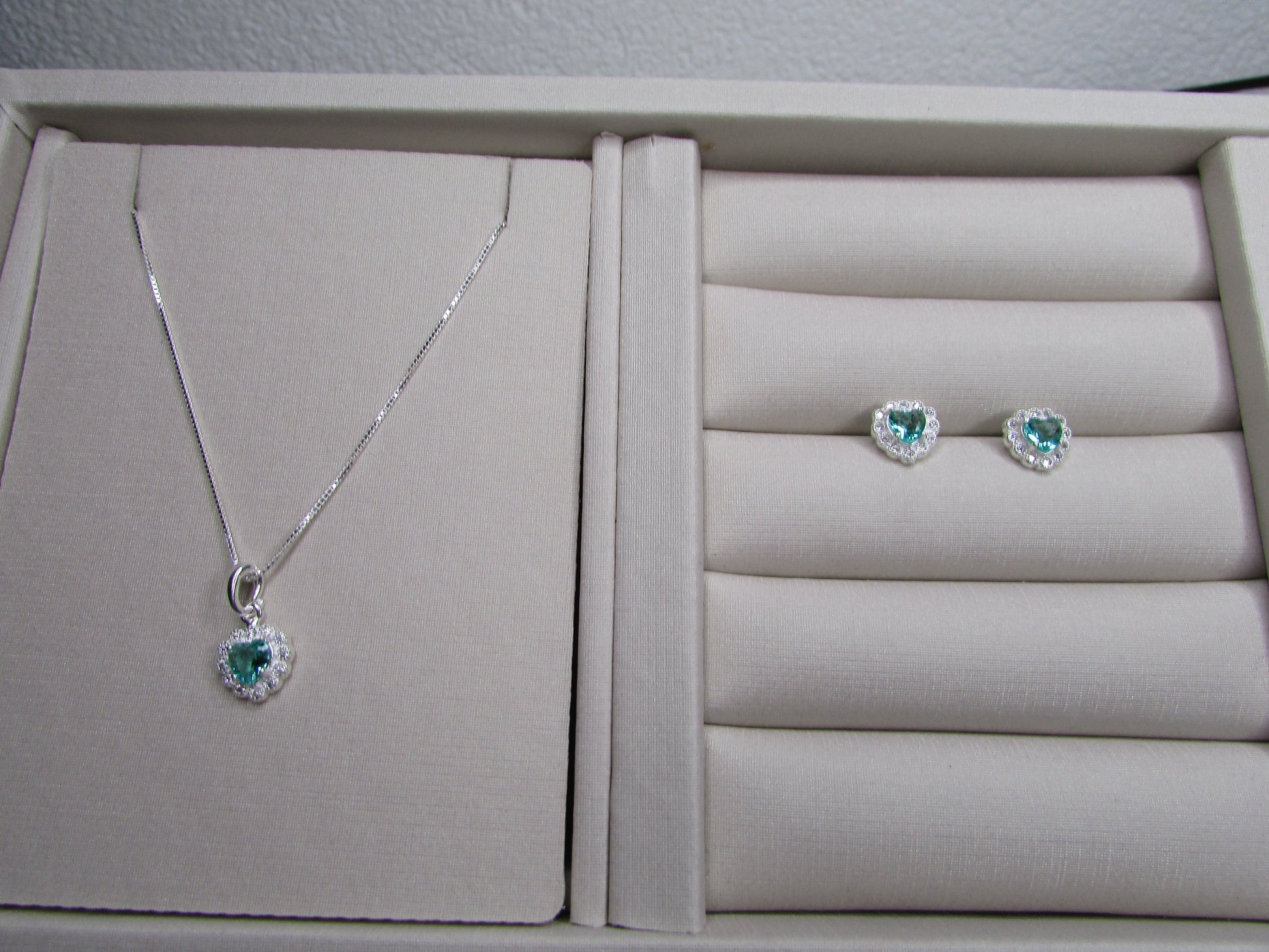 Conjunto Zirconia Coração Turquesa