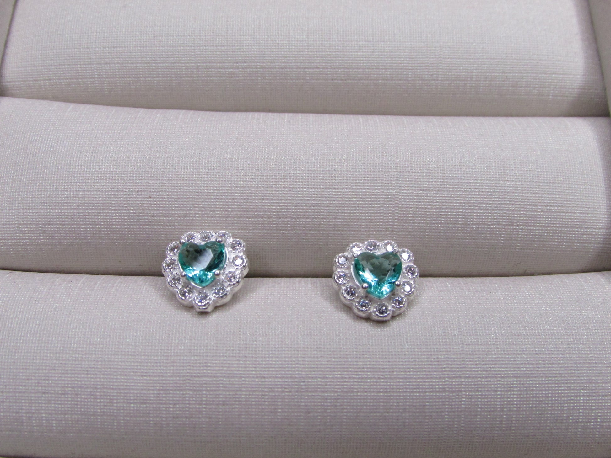 Conjunto Zirconia Coração Turquesa