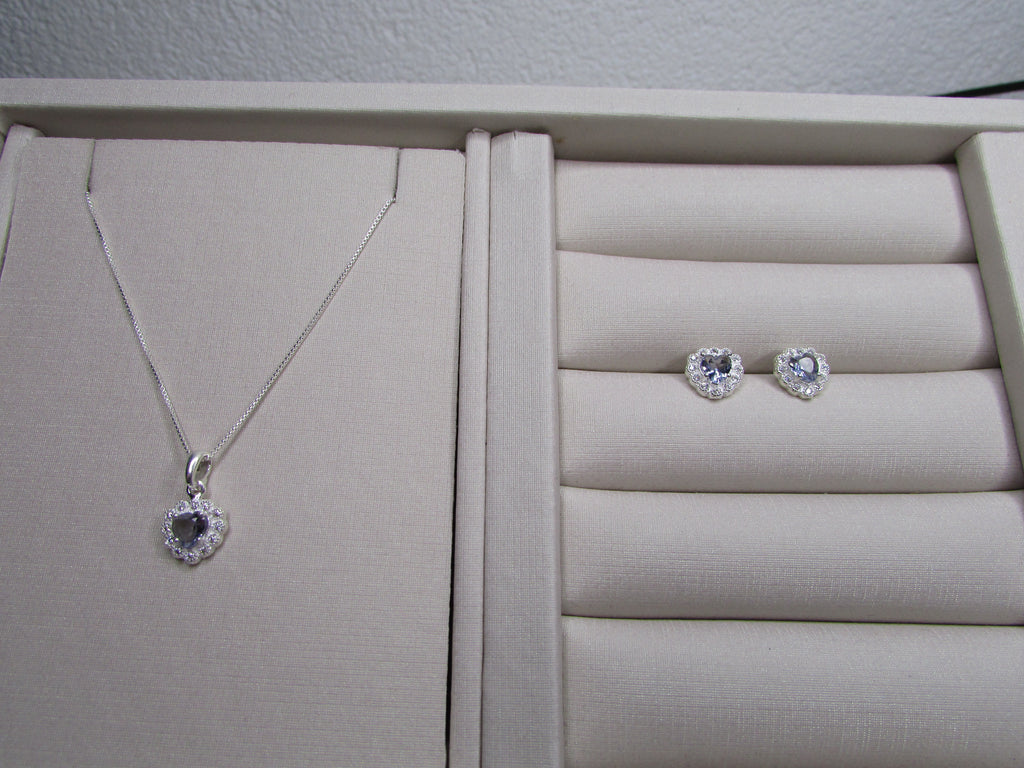 Conjunto Zirconia Lilas Coração