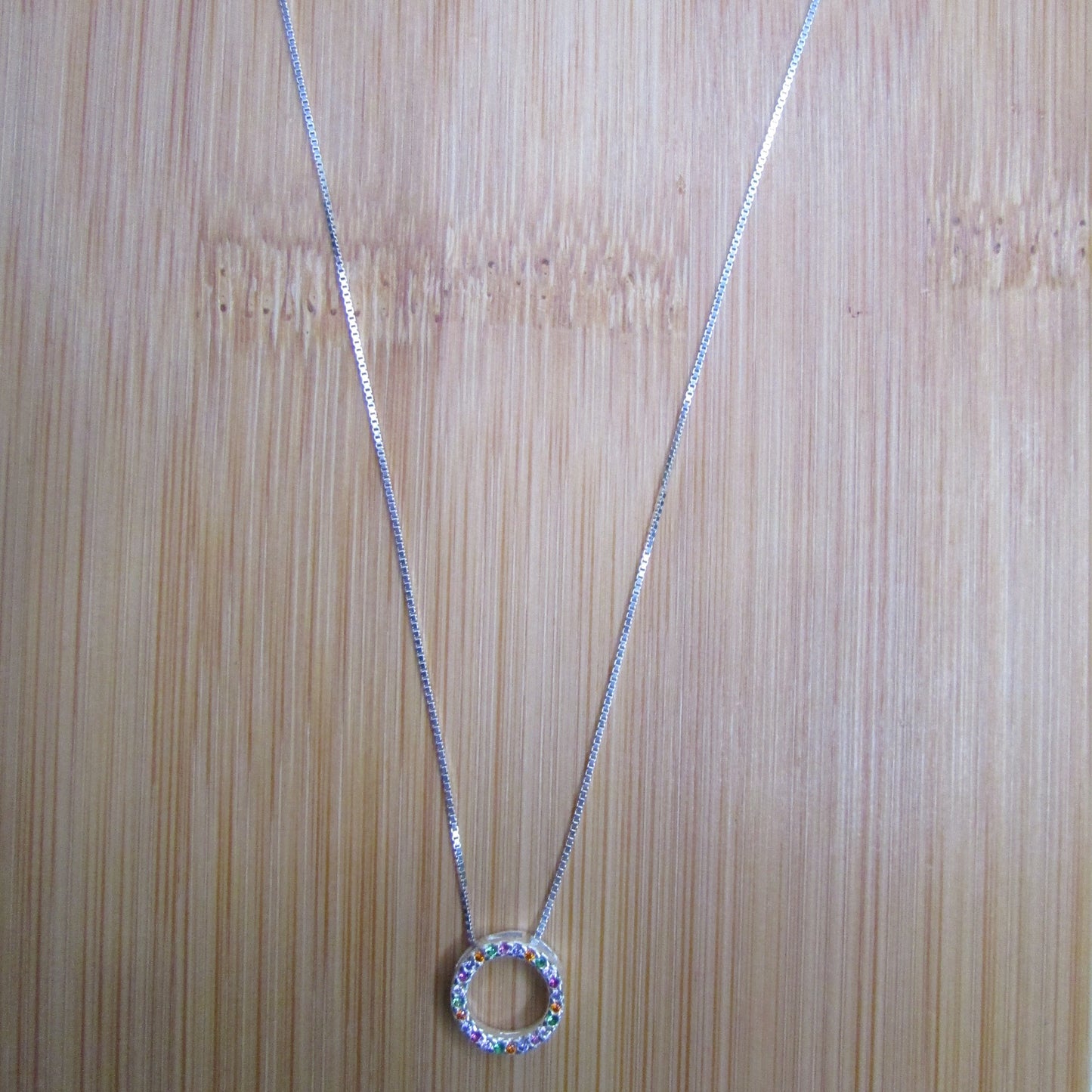 Colar Circulo Cravejado Colorido 40cm