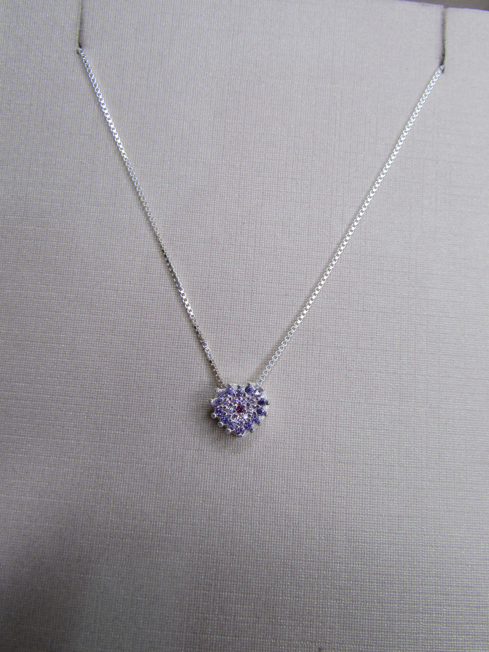 Conjunto Mini Coração Cravejado Rosa e Roxo