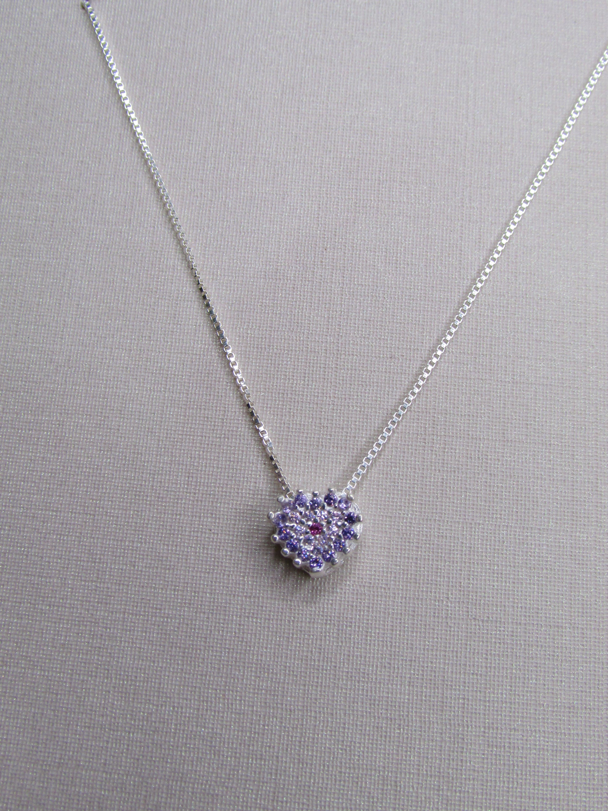 Conjunto Mini Coração Cravejado Rosa e Roxo