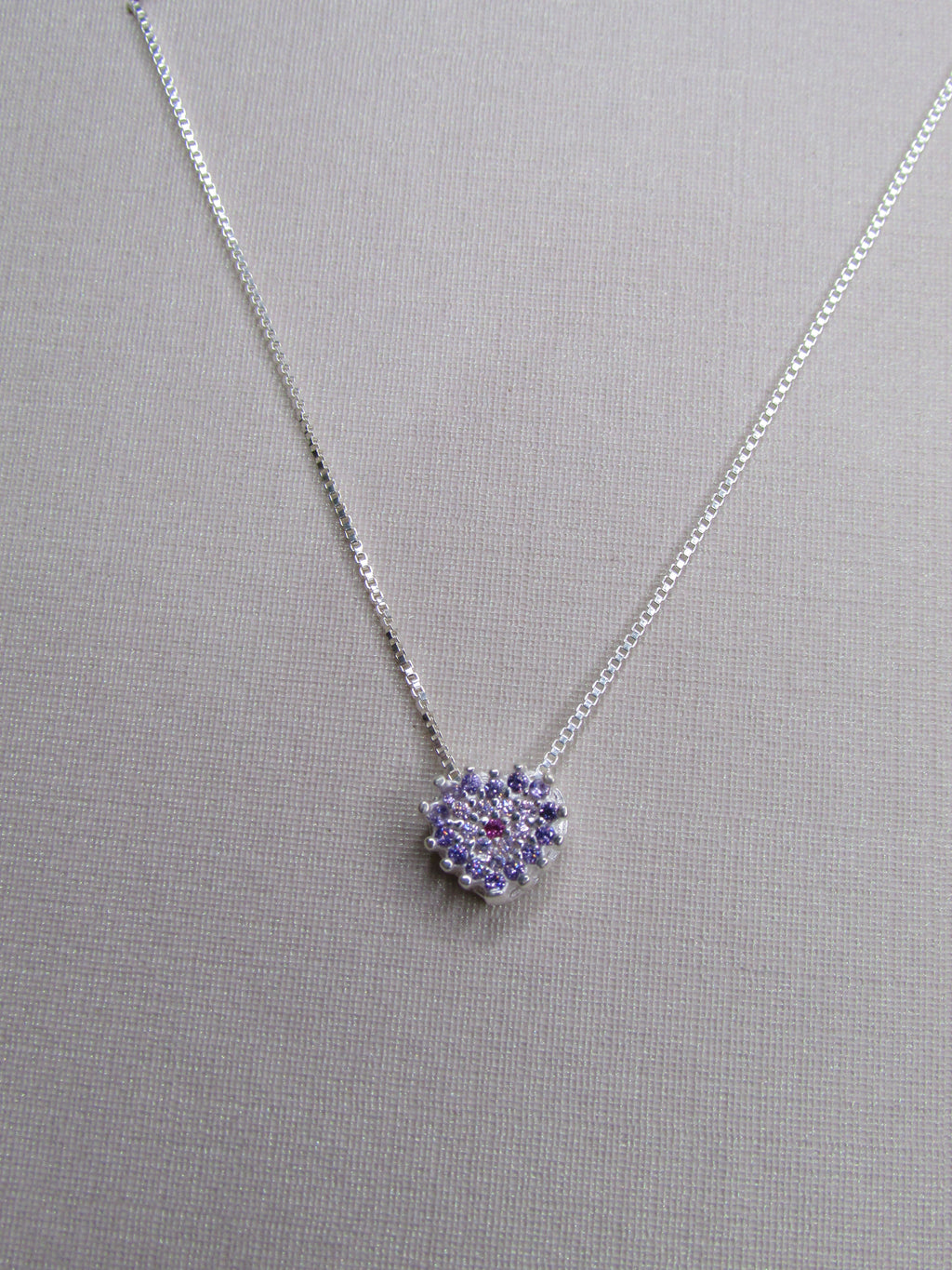 Conjunto Mini Coração Cravejado Rosa e Roxo