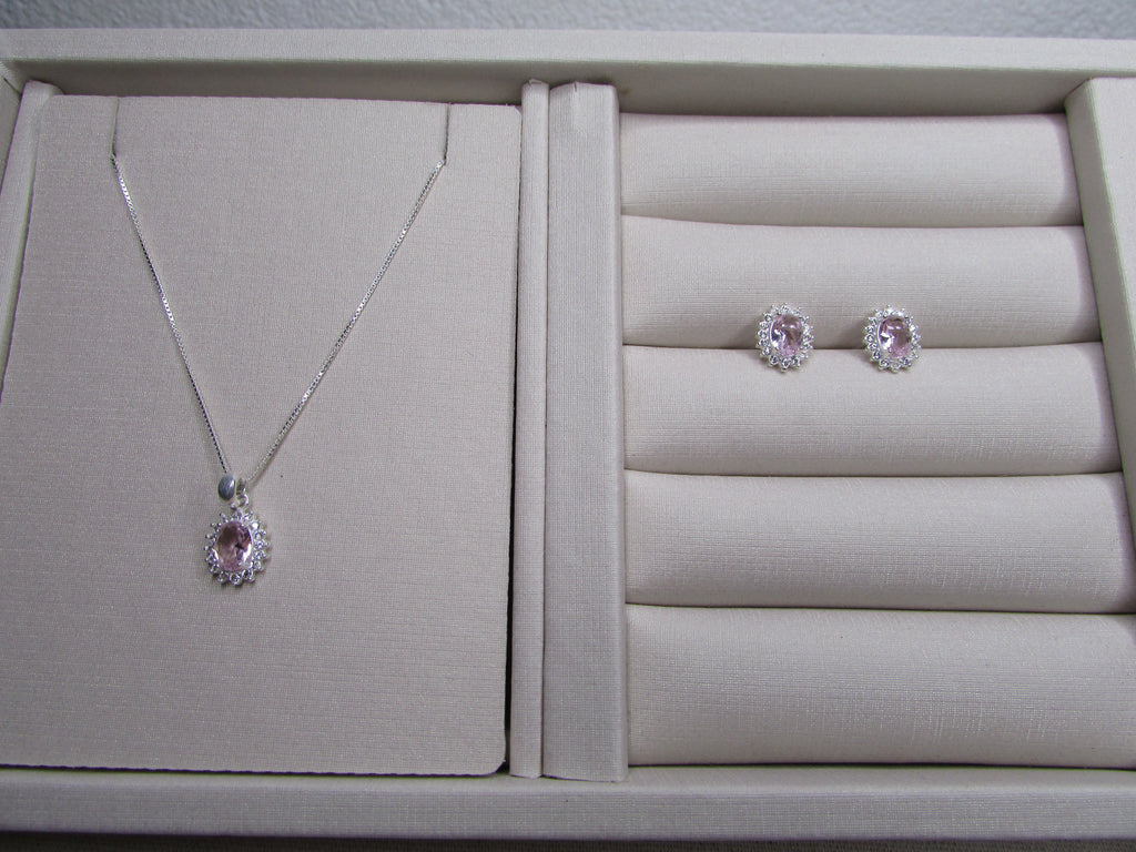 Conjunto Oval Centro Quartzo Rosa