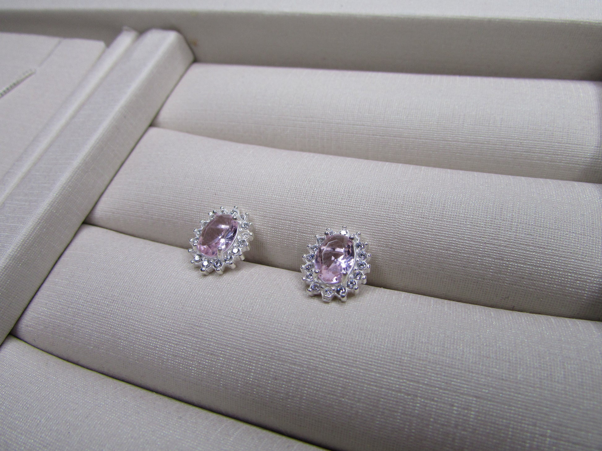 Conjunto Oval Centro Quartzo Rosa
