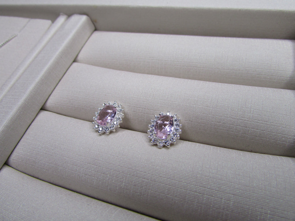 Conjunto Oval Centro Quartzo Rosa