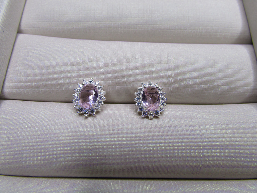 Conjunto Oval Centro Quartzo Rosa