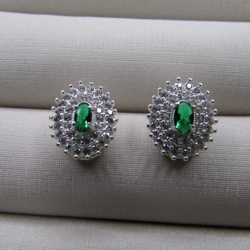 Brinco Redondo Luxo Zirconia Verde