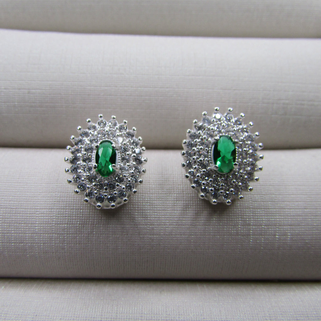 Brinco Redondo Luxo Zirconia Verde