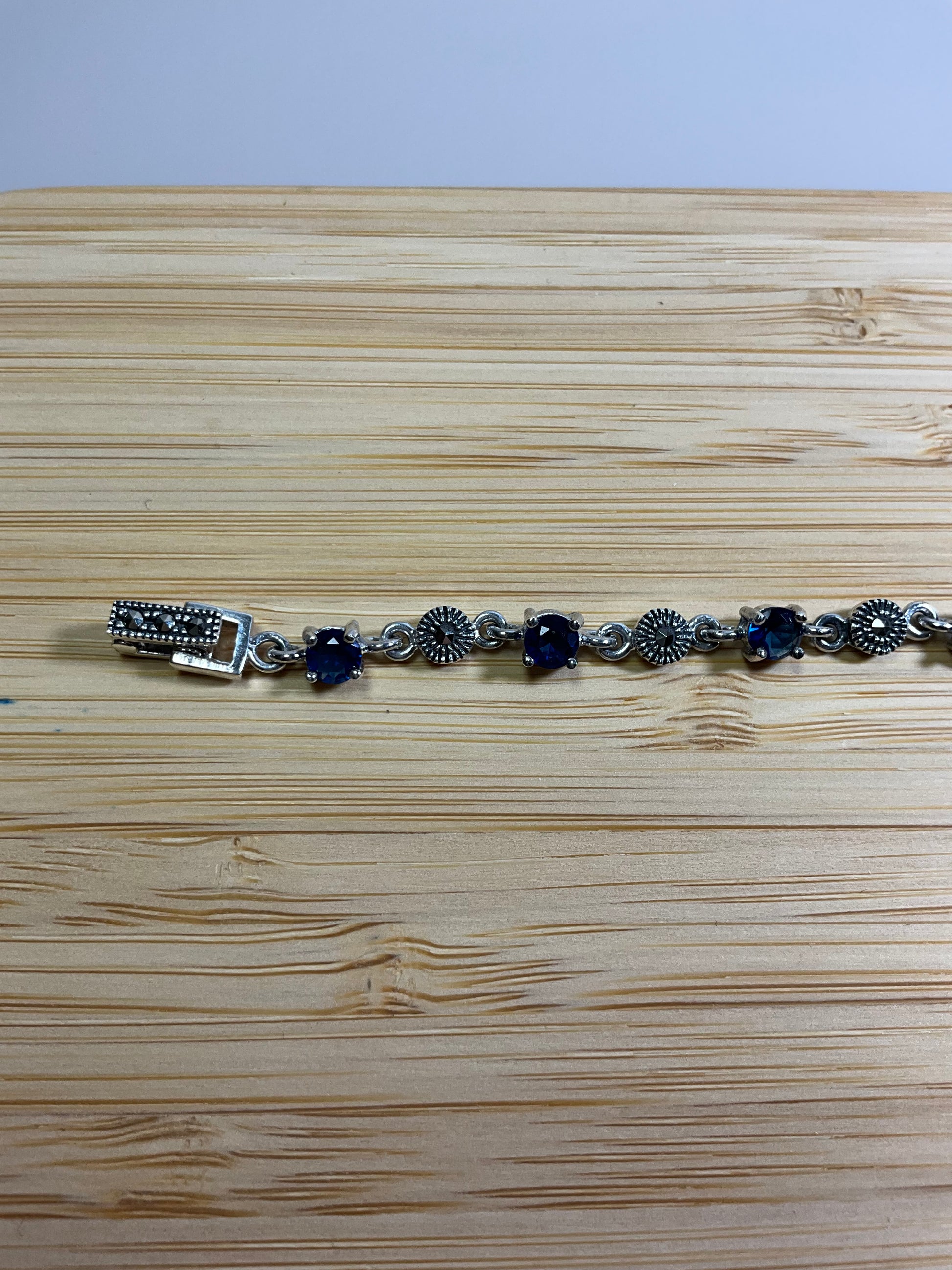Pulseira Zircônias Azuis e Marcassita