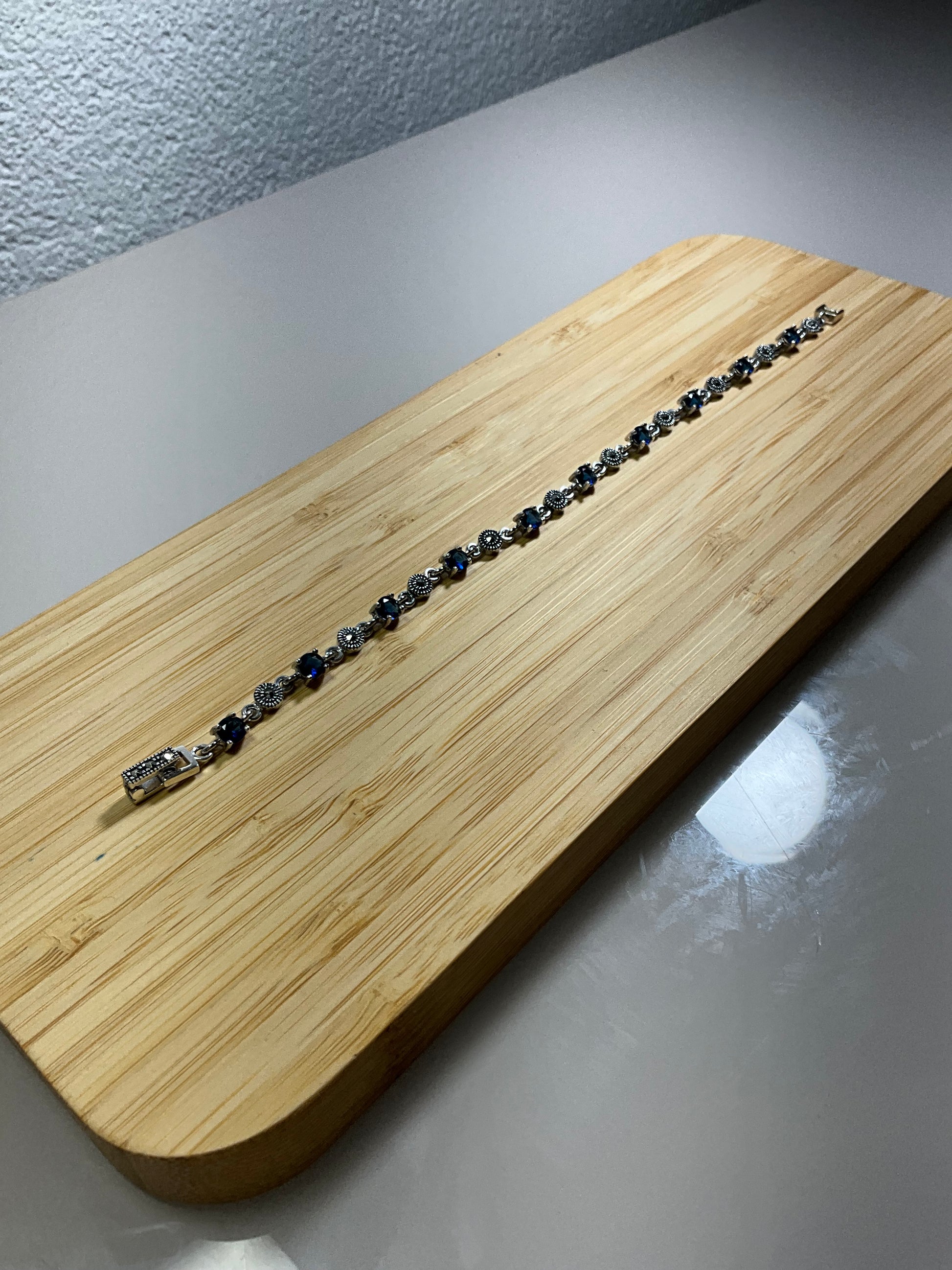 Pulseira Zircônias Azuis e Marcassita