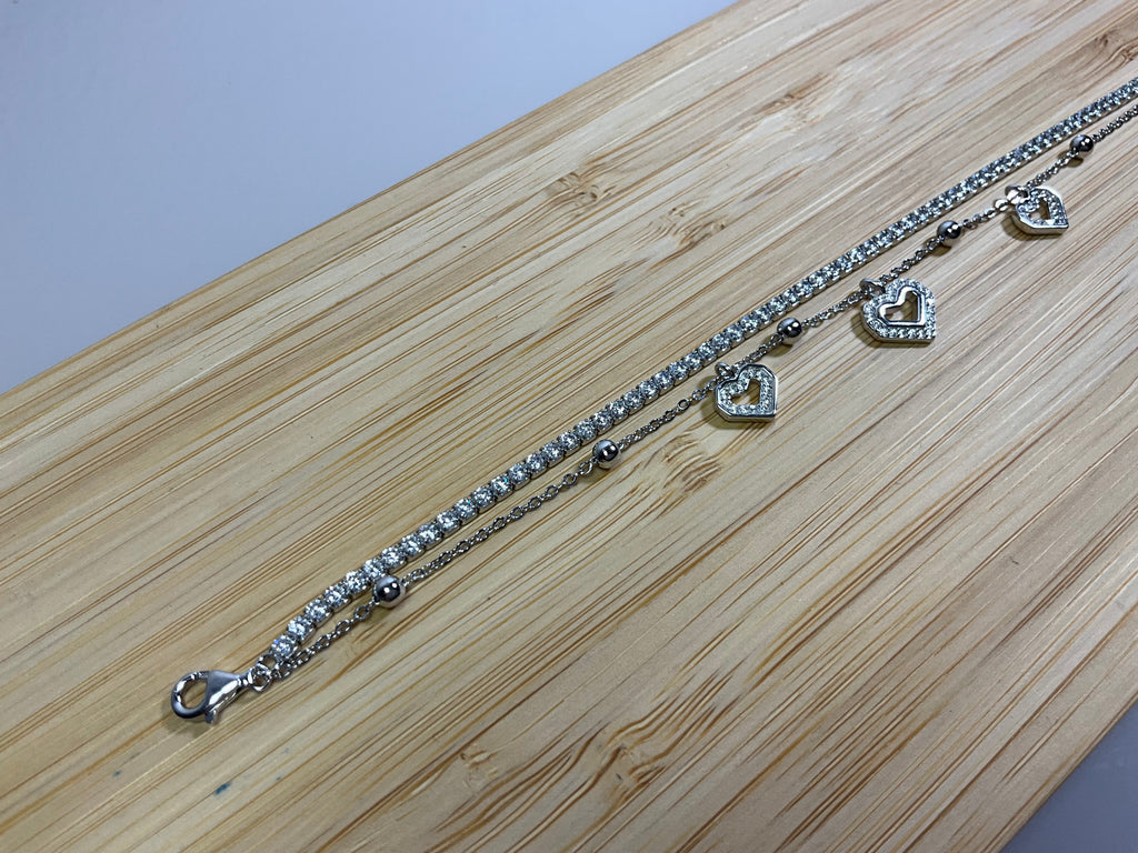 Pulseira Dupla Riviera e Corações