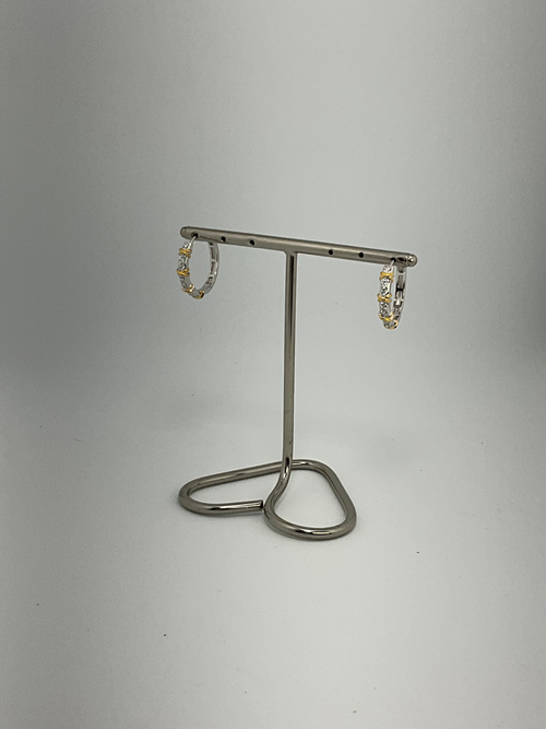 Brinco Argola Click Delicatto Cravejado Com Detalhes Ouro