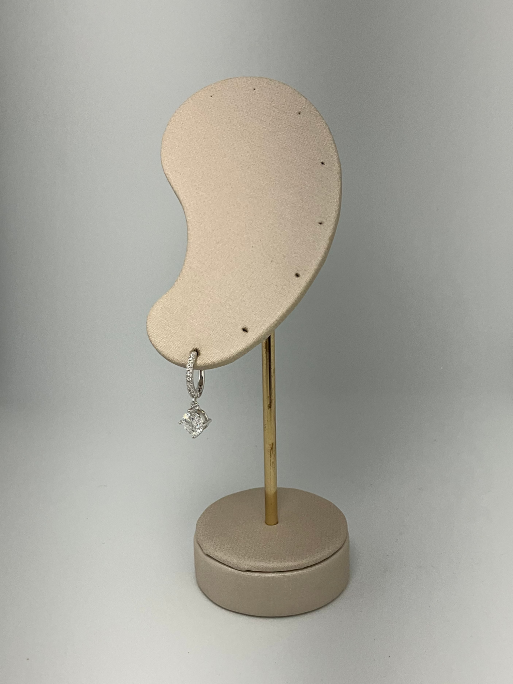 Brinco Argola Click Moissanite Pendente Redondo
