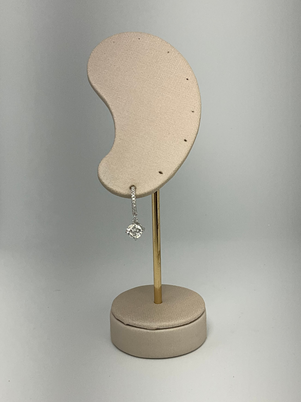 Brinco Argola Click Moissanite Pendente Redondo