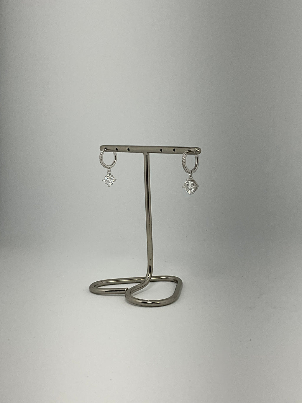 Brinco Argola Click Moissanite Pendente Redondo