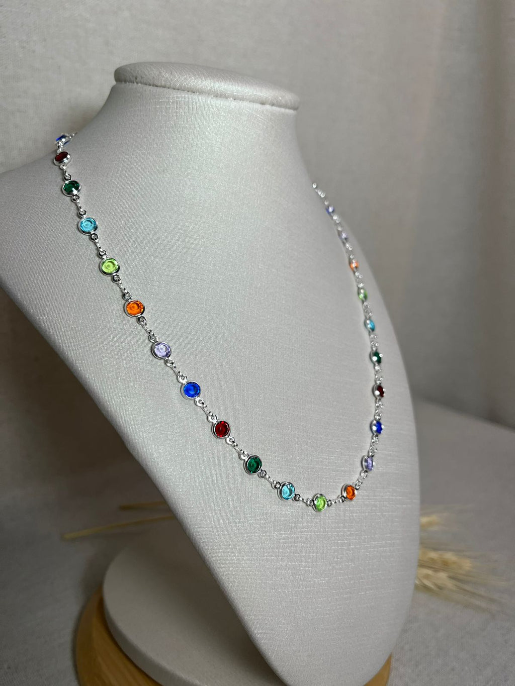 Colar Zircônias Coloridas Redondas