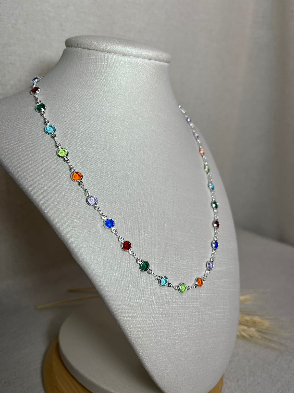 Colar Zircônias Coloridas Redondas
