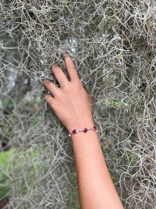 Pulseira Gota e Redondo Rubi