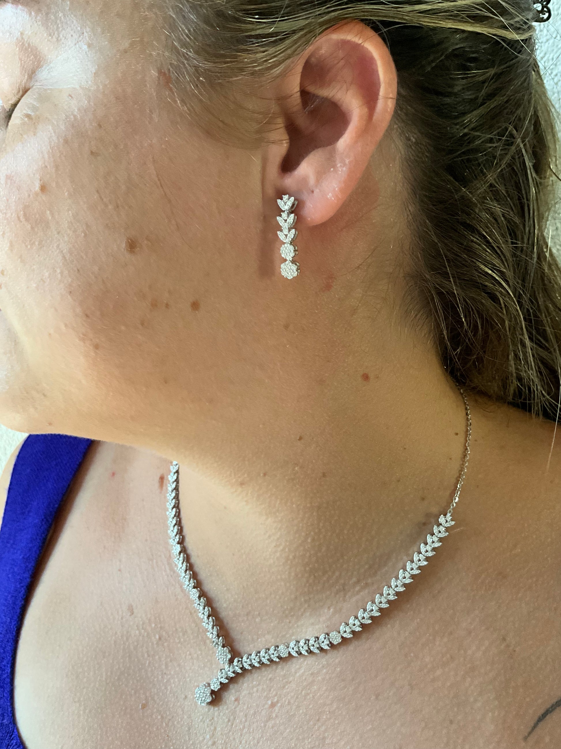 Conjunto Cravejado Flores e Folhas