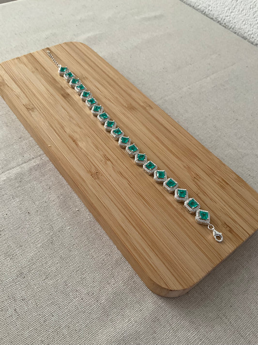 Pulseira Quadradinhos Turmalina Com Lateral Cravejada