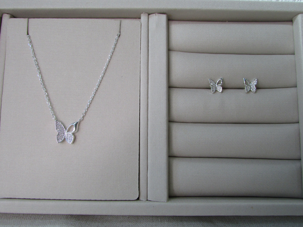 Conjunto Borboleta Cravejada Micro Zircônias